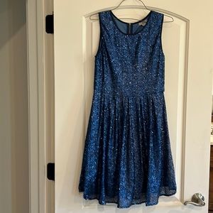 Blue Sequined Cocktail Dress
